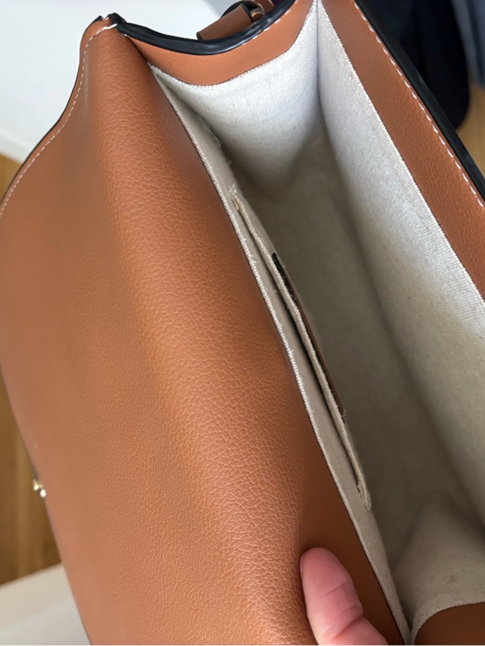 Zara Tan Saddle Crossbody Bag with Gold Ring Detail - Picture 4 of 4